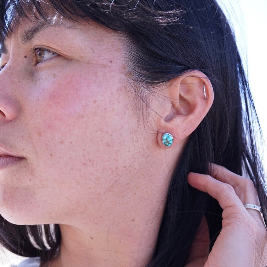 bold kingman turquoise studs - Lumenrose