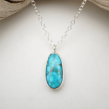 bright blue kingman turquiose necklace - long oval - Lumenrose