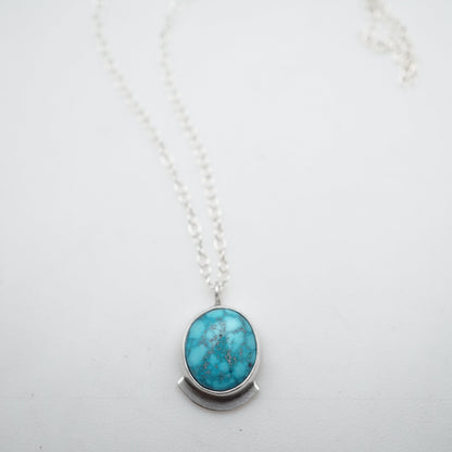 bright blue kingman turquoise + silver necklace - 18" chain - Lumenrose