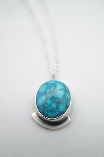 bright blue kingman turquoise + silver necklace - 18" chain - Lumenrose