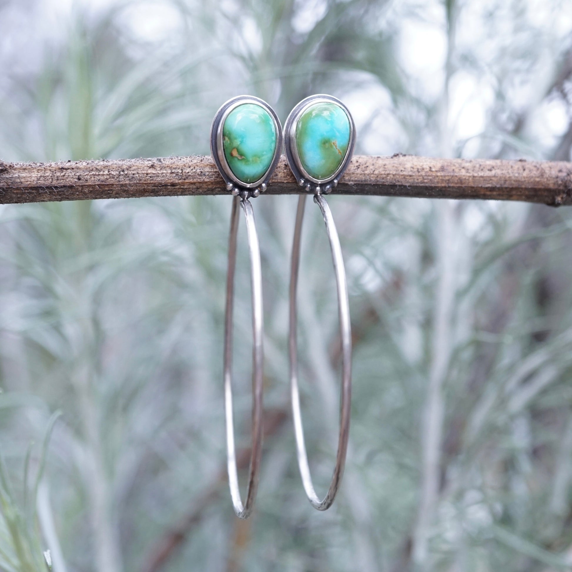 bright pastel sonoran gold turquoise hoops - SMALL SIZE - Lumenrose