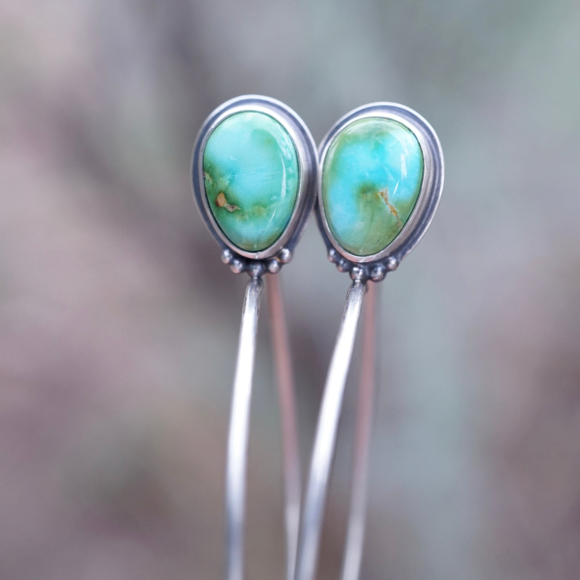 bright pastel sonoran gold turquoise hoops - SMALL SIZE - Lumenrose