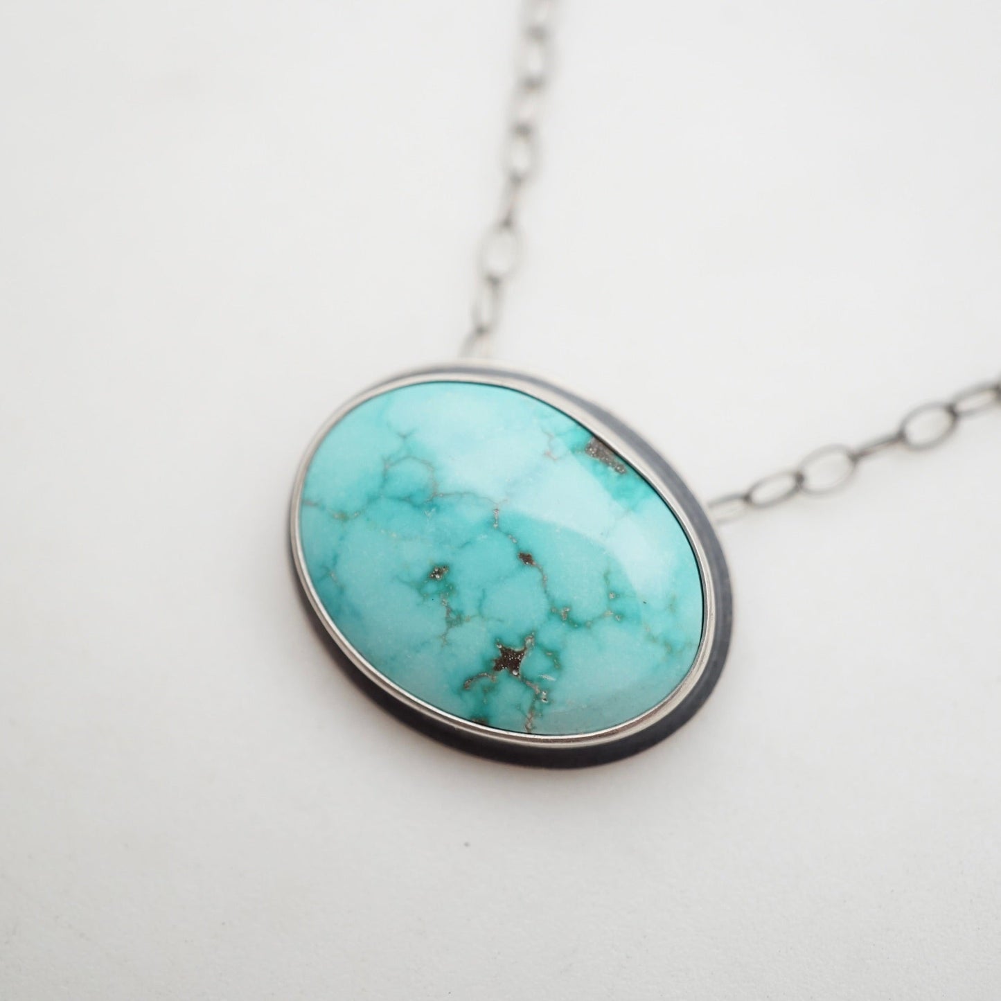 carico lake turquoise oval necklace #1 - Lumenrose
