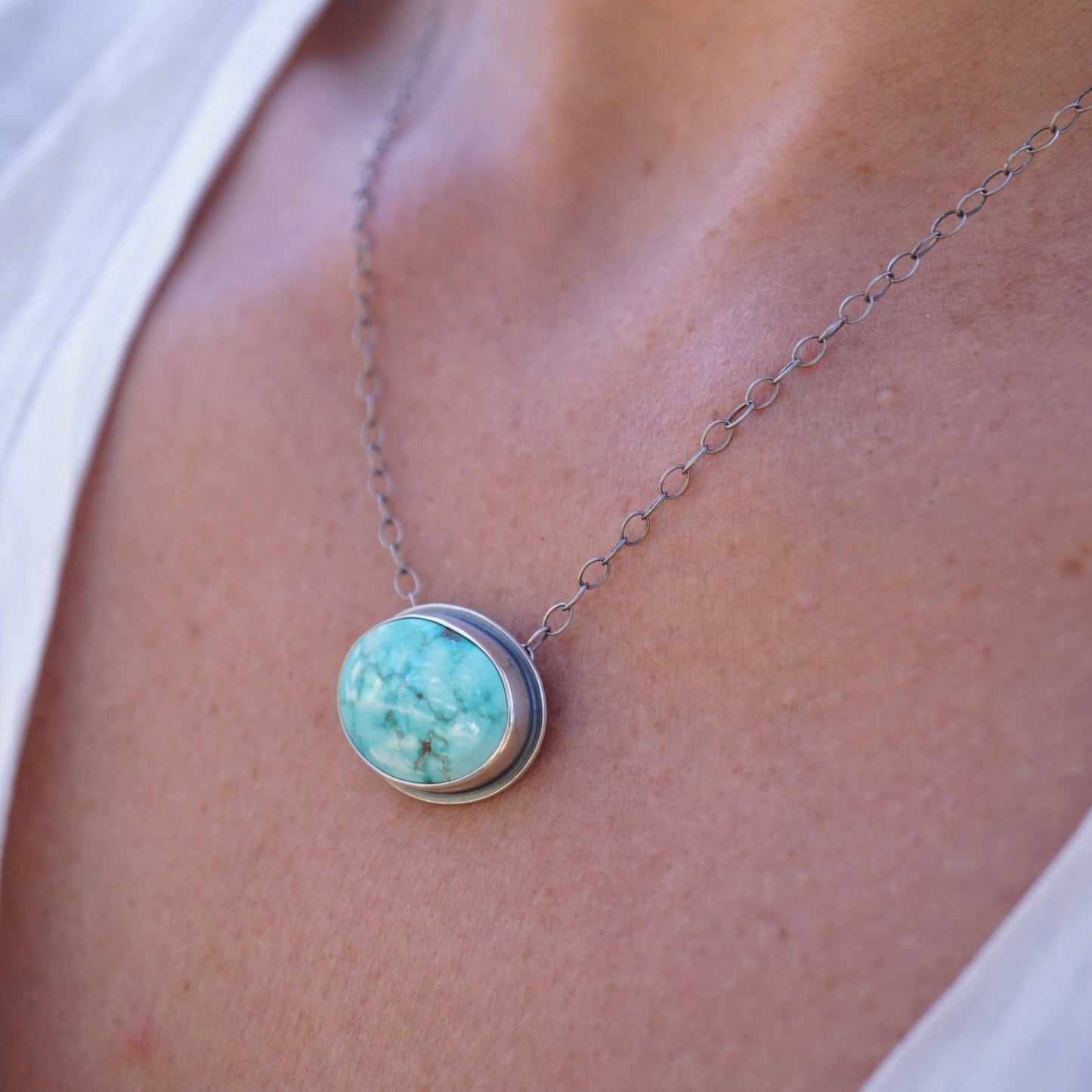 carico lake turquoise oval necklace #1 - Lumenrose