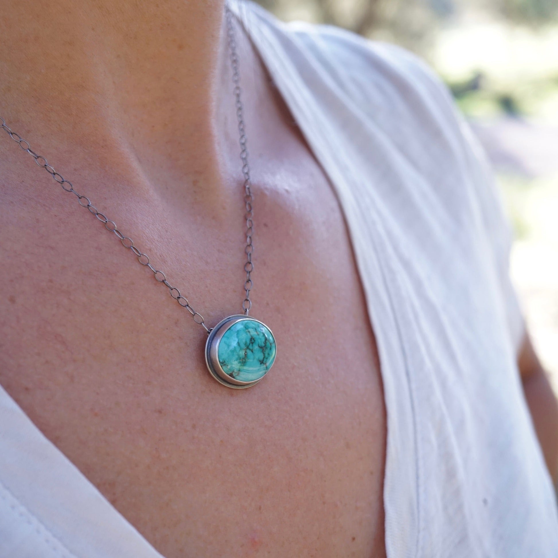 carico lake turquoise oval necklace #2 - Lumenrose
