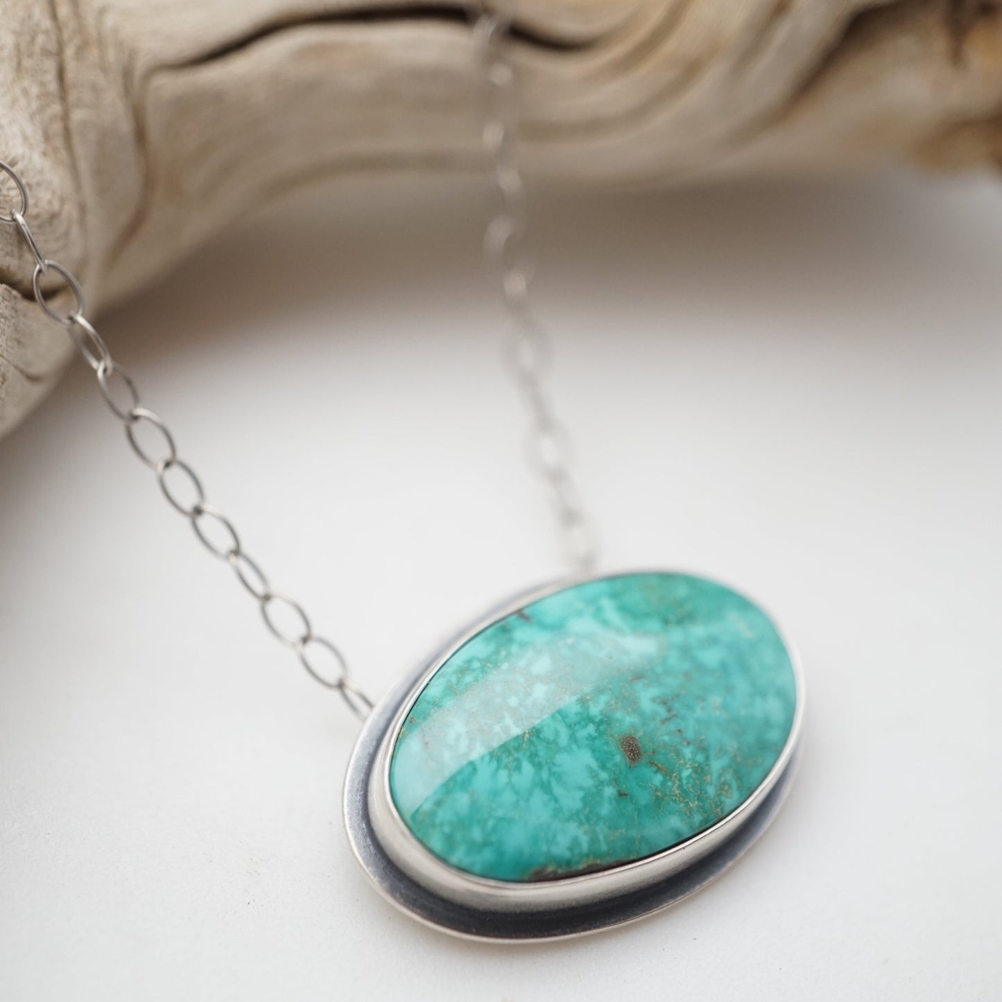 carico lake turquoise oval necklace - Lumenrose