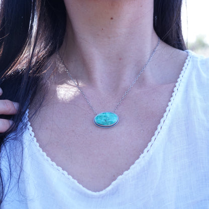 carico lake turquoise oval necklace - Lumenrose