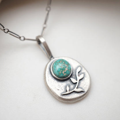 carico lake turquoise pebble necklace with silver leaves #1 - Lumenrose