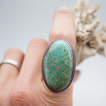 carico lake turquoise statement ring with copper accents- size 6.5/6.75 - Lumenrose