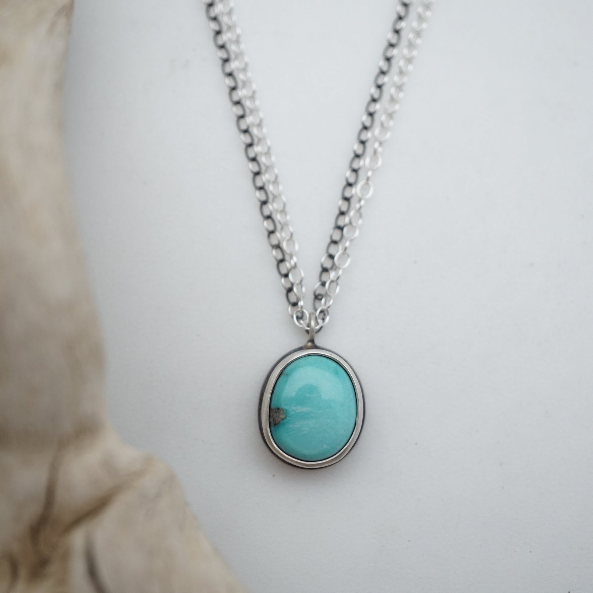 cheyenne turquoise dainty necklace - 18" double chain - Lumenrose