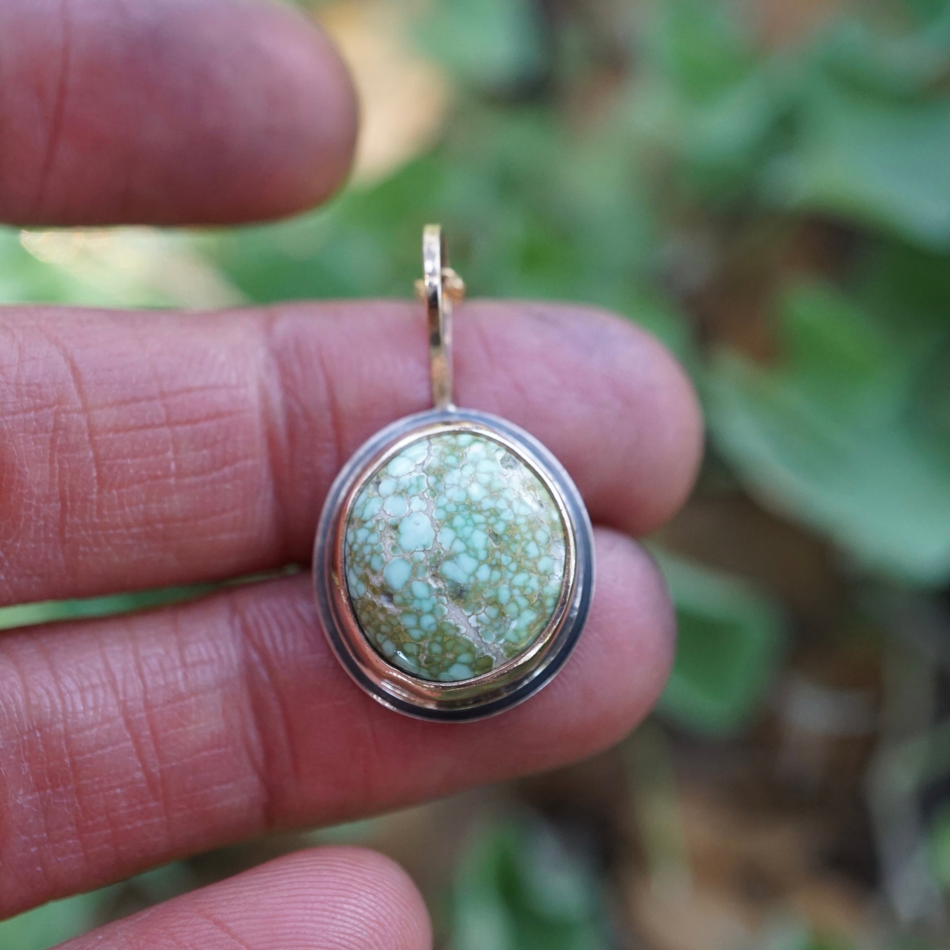 cheyenne turquoise necklace in mixed silver + goldfill - Lumenrose