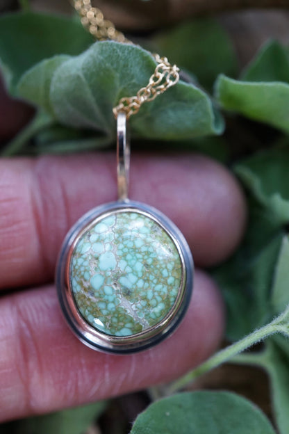 cheyenne turquoise necklace in mixed silver + goldfill - Lumenrose