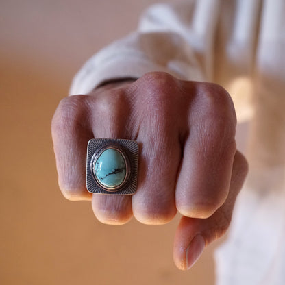 cheyenne turquoise ring with copper accent - size 6 - Lumenrose