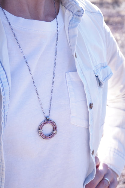 circle of unity necklace with pink maasai trade beads - Lumenrose