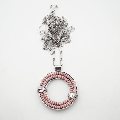 circle of unity necklace with pink maasai trade beads - Lumenrose