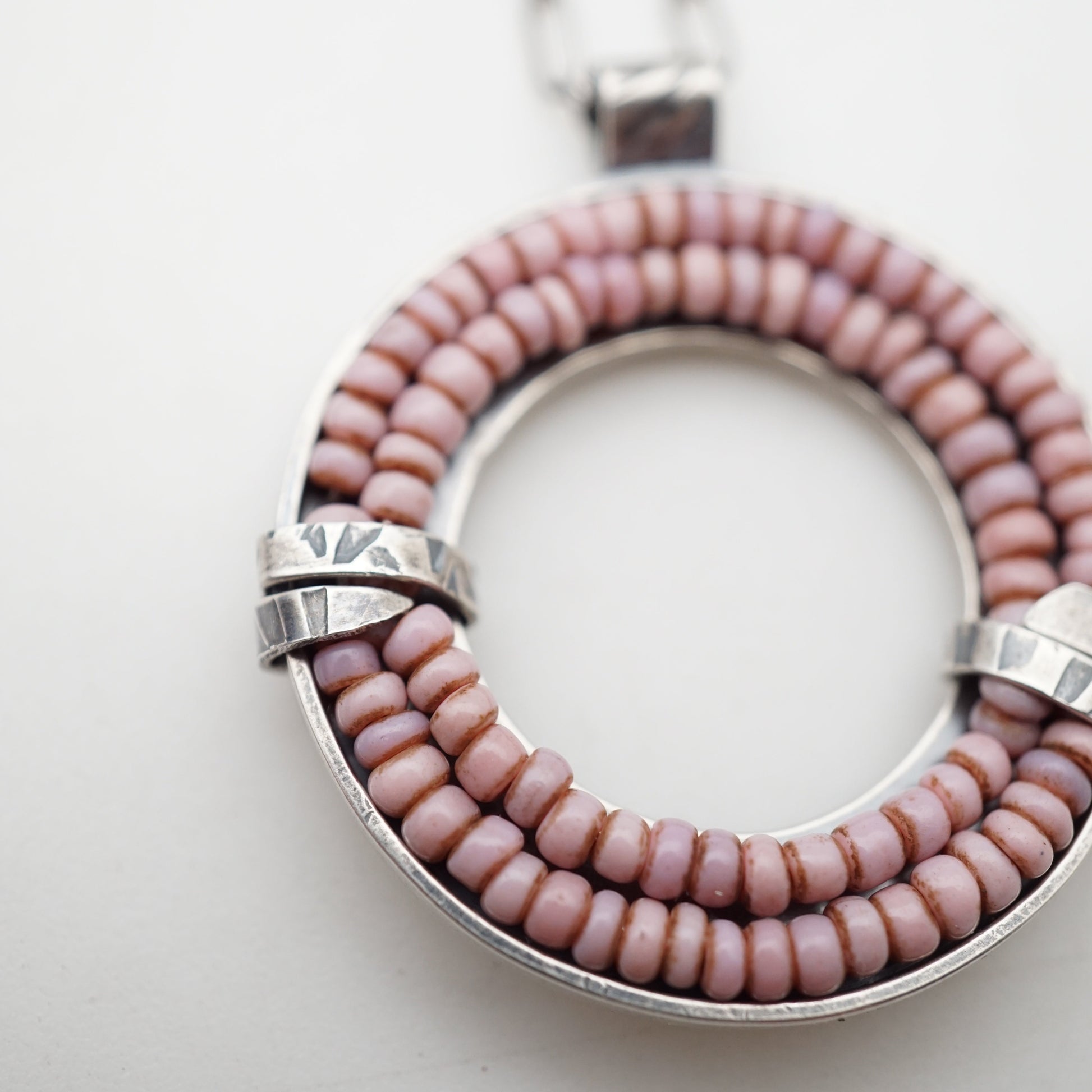 circle of unity necklace with pink maasai trade beads - Lumenrose