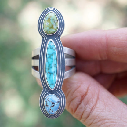 colorful turquoise power ring - size 7.5/7.75 - Lumenrose