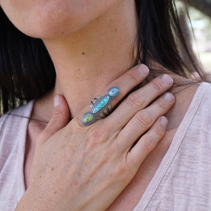 colorful turquoise power ring - size 7.5/7.75 - Lumenrose