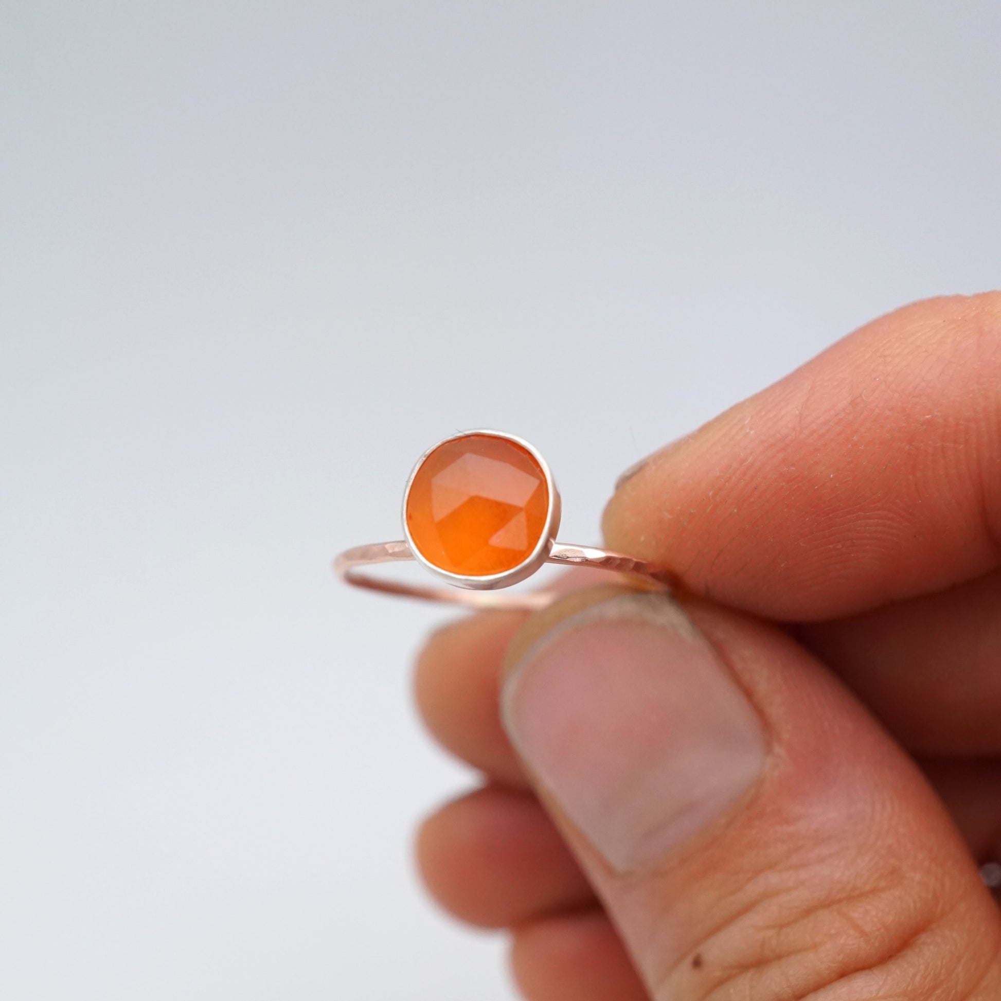 daintiest carnelian ring in 14k rose gold- size 7.5 - Lumenrose