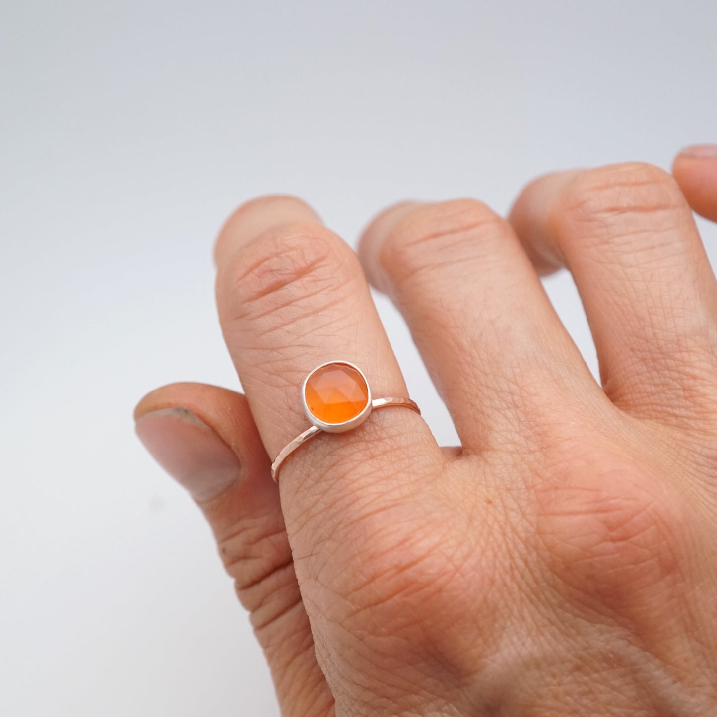 daintiest carnelian ring in 14k rose gold- size 7.5 - Lumenrose