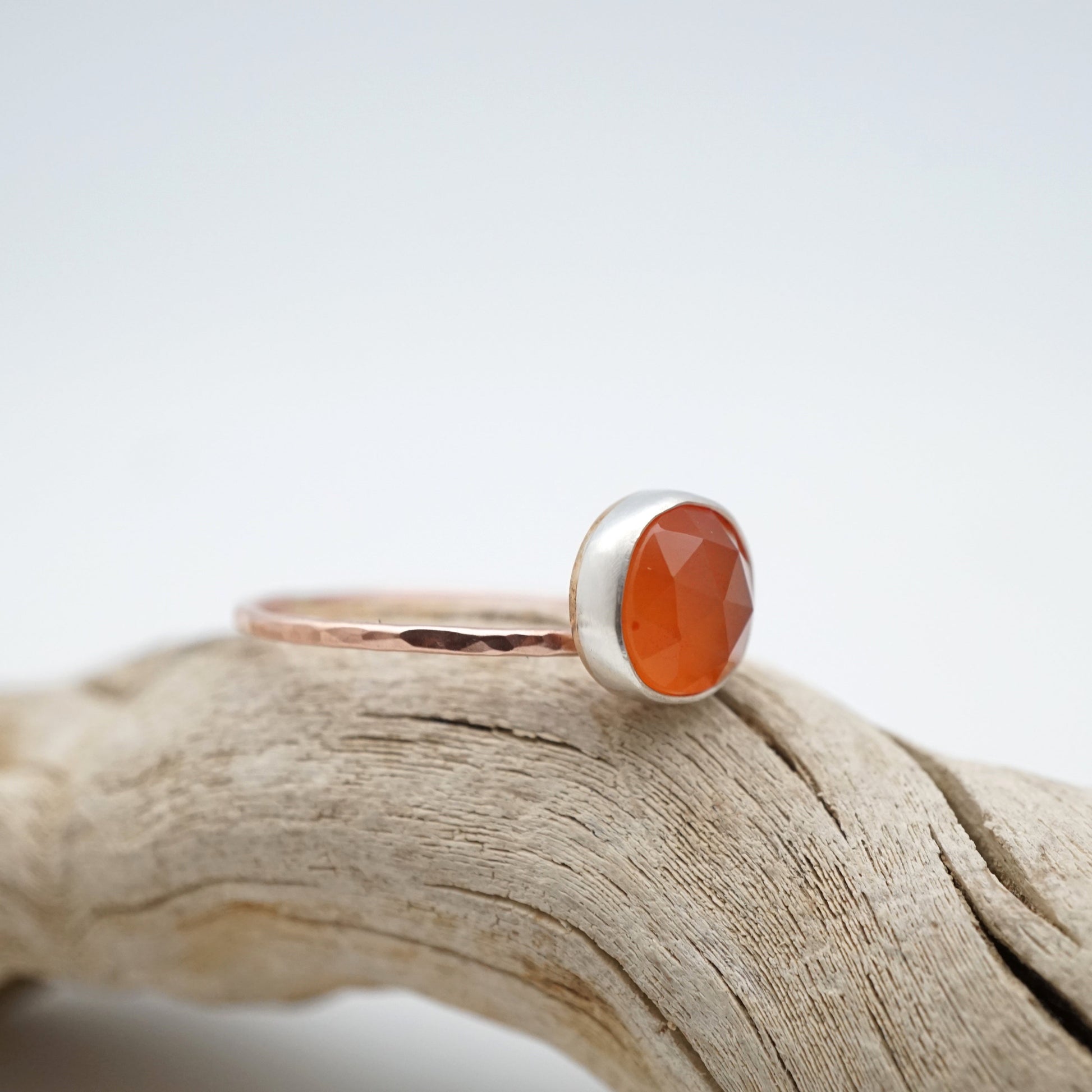 daintiest carnelian ring in 14k rose gold- size 7.5 - Lumenrose