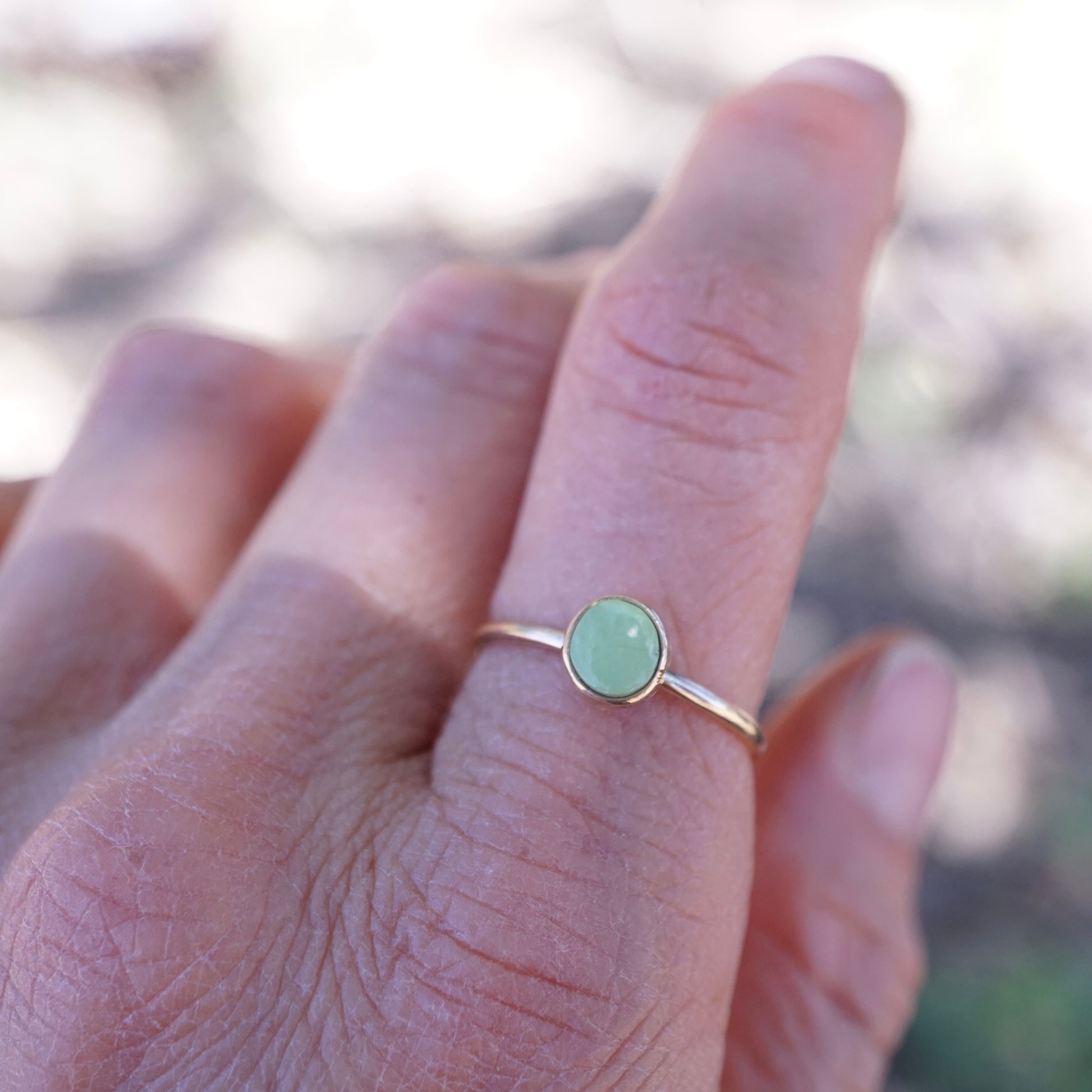 dainty 14k goldfill + sonoran gold turquoise stacking ring - size 7 - Lumenrose
