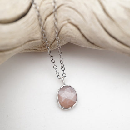 dainty chocolate moonstone necklace - 18" chain - Lumenrose