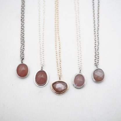 dainty chocolate moonstone necklace - 18" chain - Lumenrose