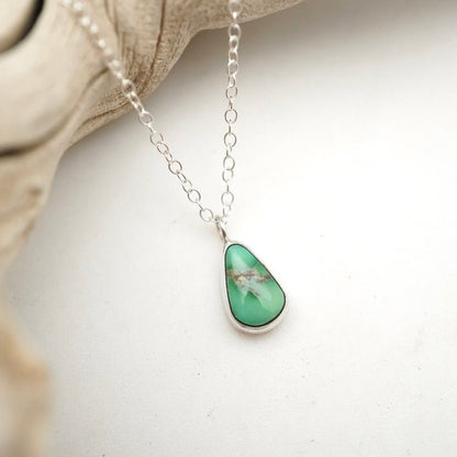 dainty emerald valley turquoise necklace - 16" chain - Lumenrose