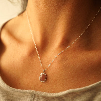 dainty guava quartz necklace #2 - 17" chain - Lumenrose