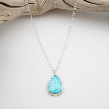 dainty kingman turquoise + silver necklace - 16" chain - Lumenrose