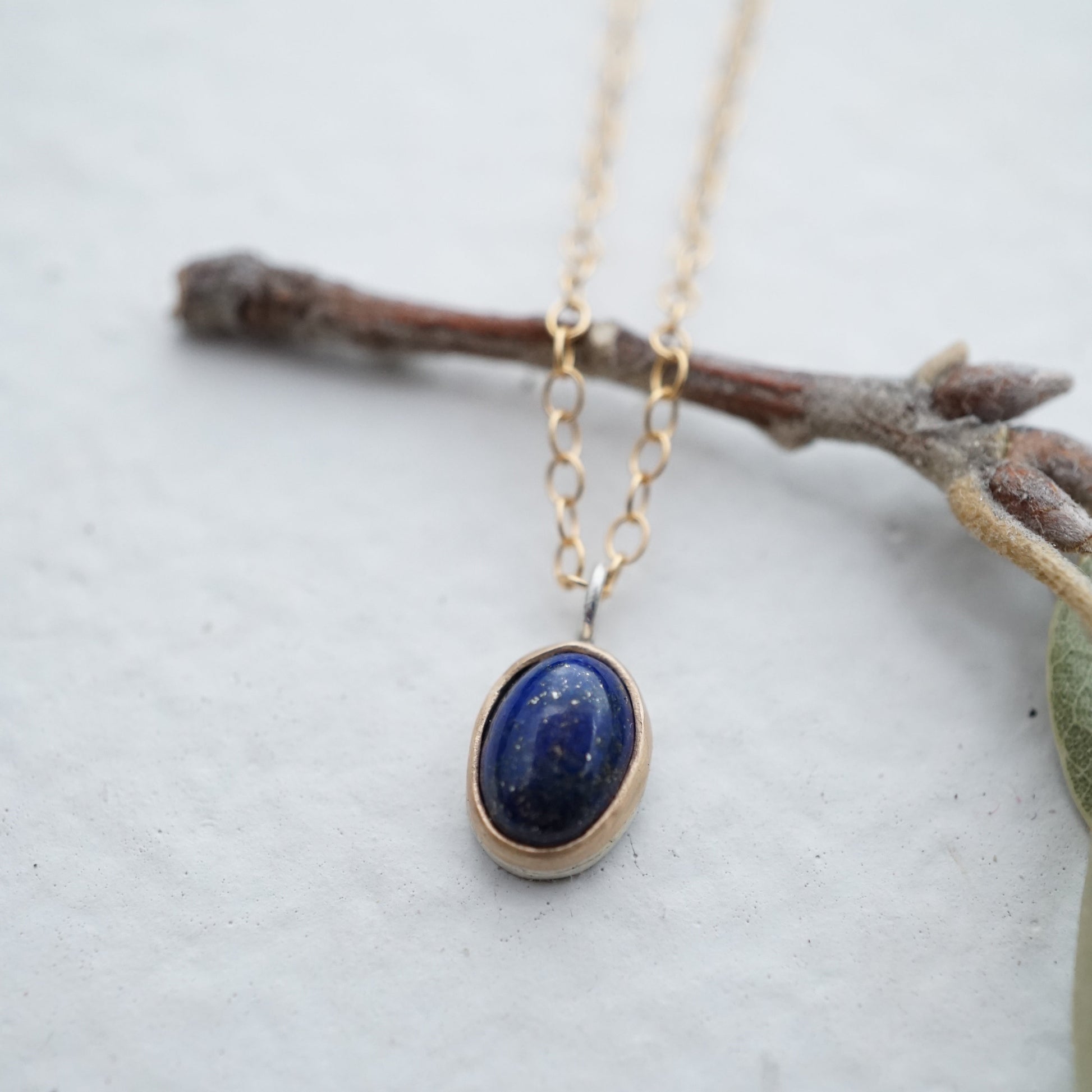 dainty lapis + 14k goldfill + silver necklace - 16" chain - Lumenrose