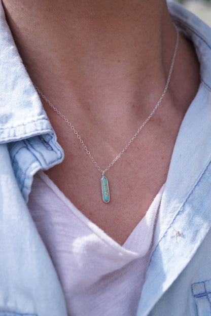 dainty royston turquoise + silver necklace - 17" chain - Lumenrose