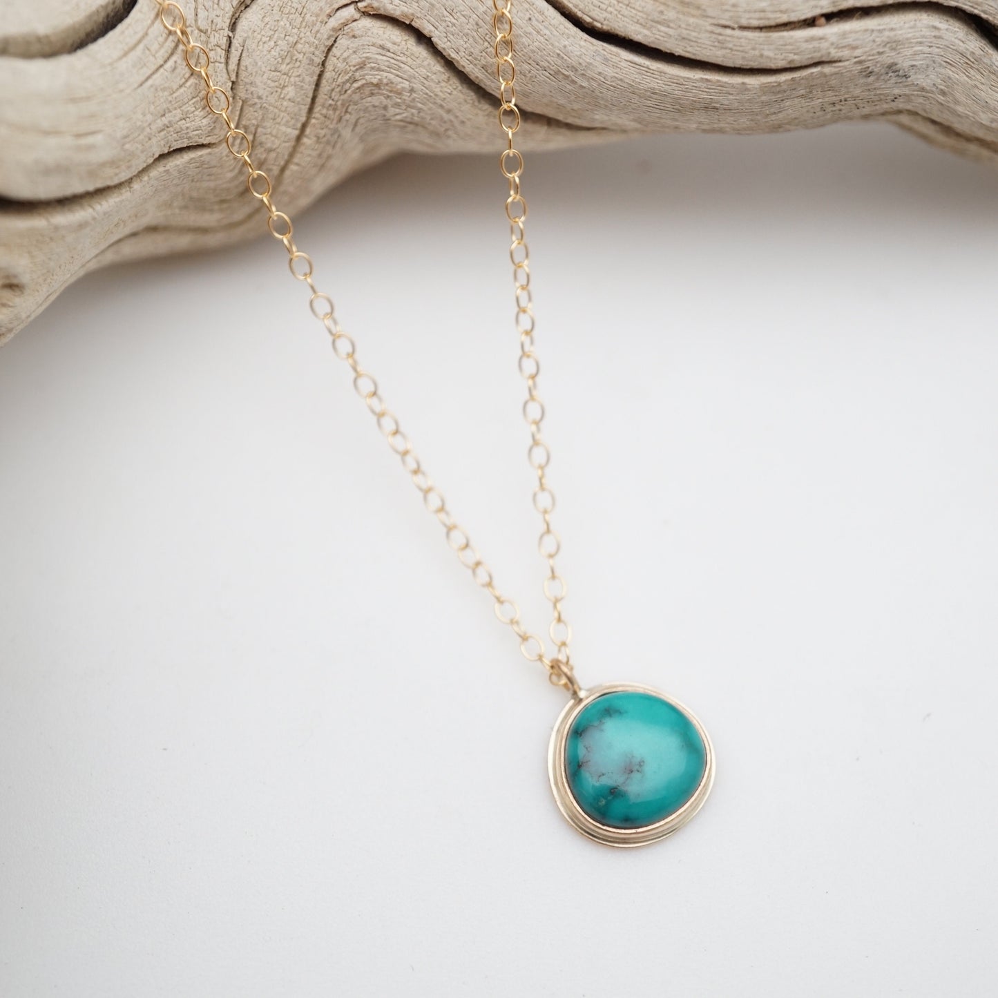 dainty sierra nevada turquoise + 14k goldfill necklace - 17" chain - Lumenrose