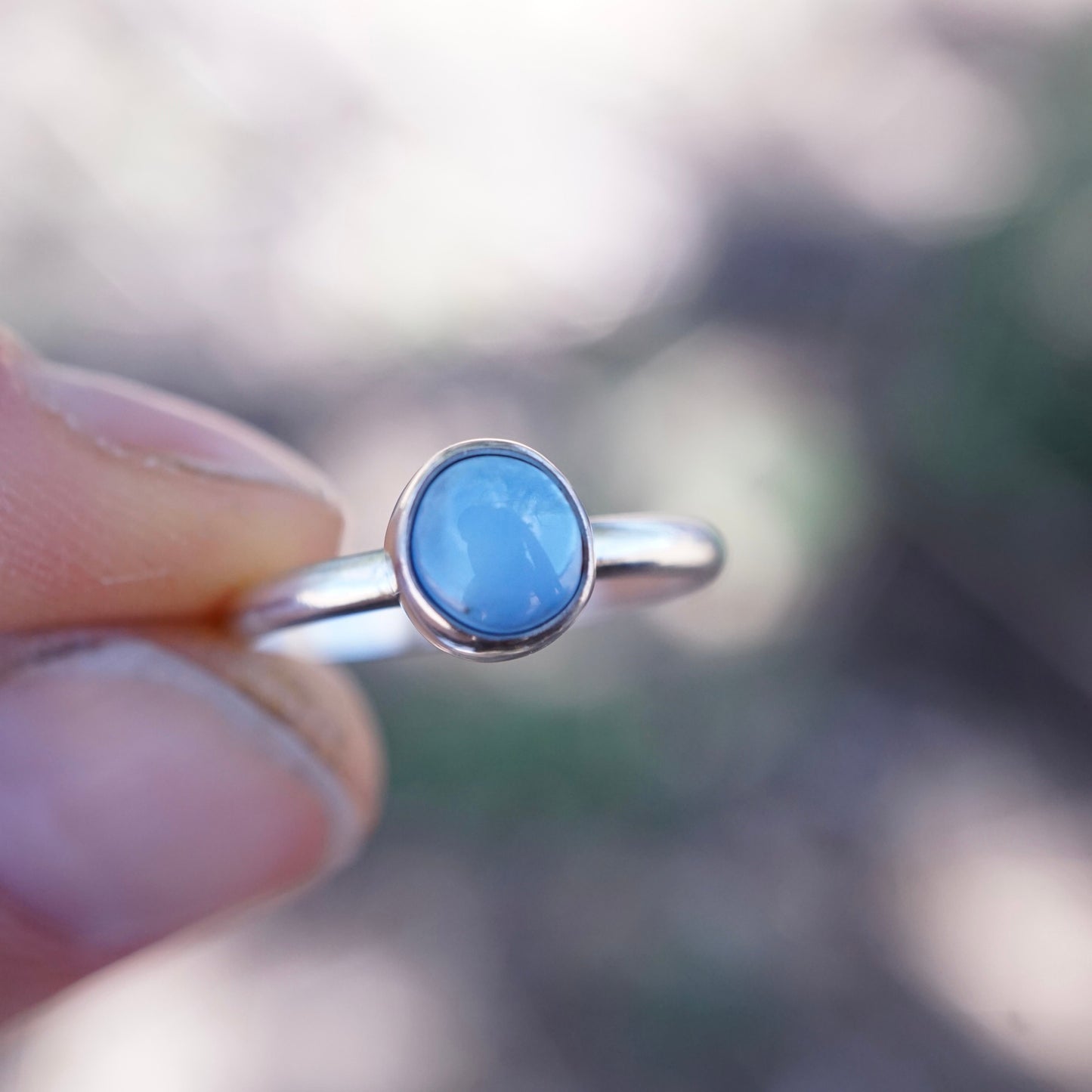 dainty silver + lavender turquoise stacking ring - size 6.25 - Lumenrose