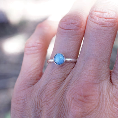 dainty silver + lavender turquoise stacking ring - size 6.25 - Lumenrose