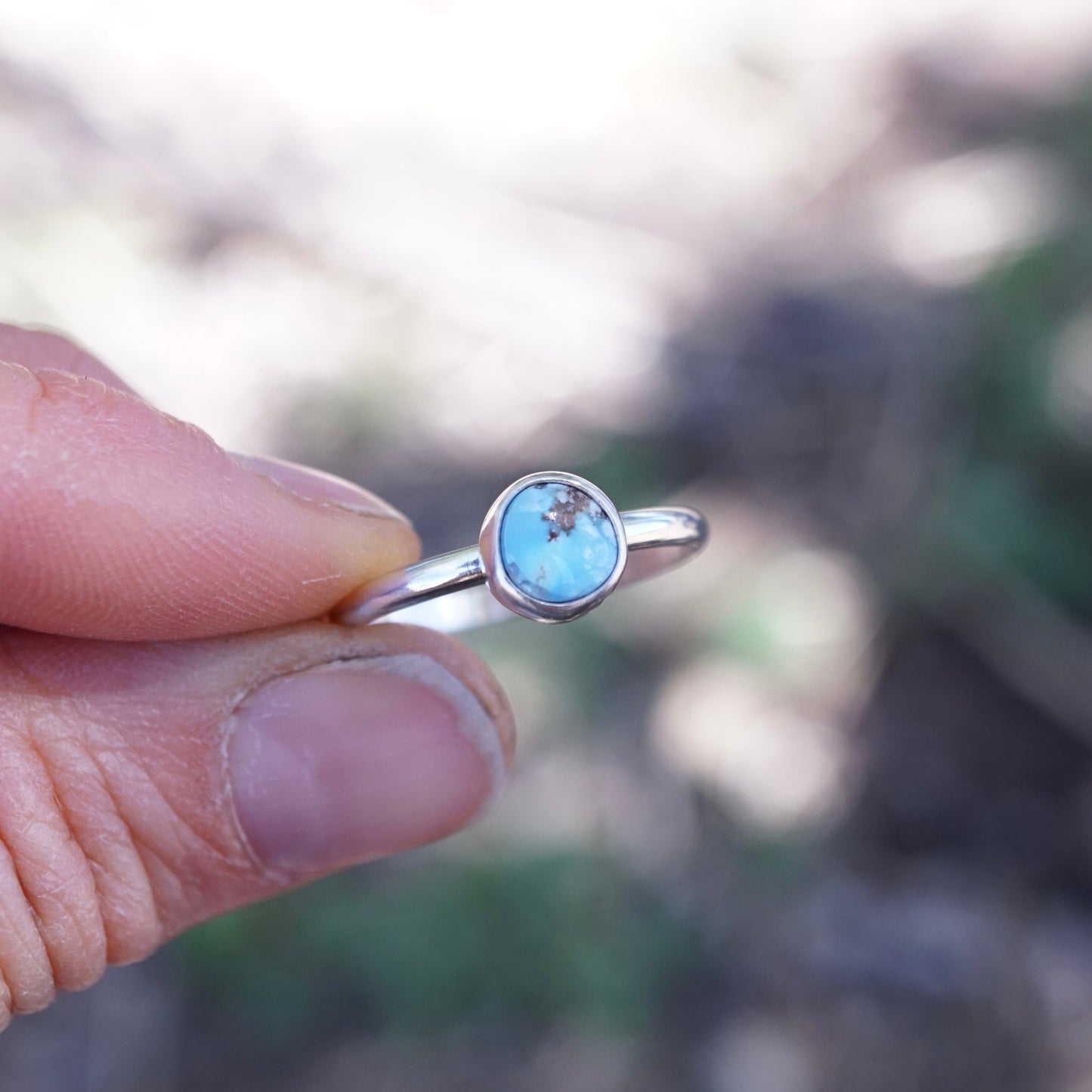 dainty silver + lavender turquoise stacking ring - size 9.25 - Lumenrose