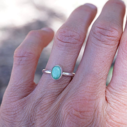 dainty silver + sonoran gold turquoise stacking ring - size 6.5 - Lumenrose