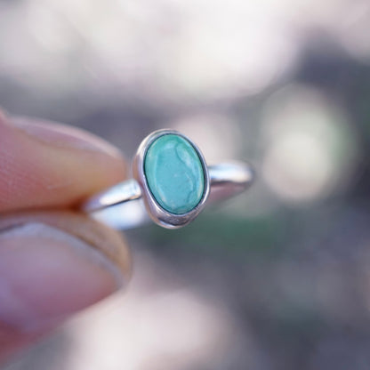 dainty silver + sonoran gold turquoise stacking ring - size 6.5 - Lumenrose