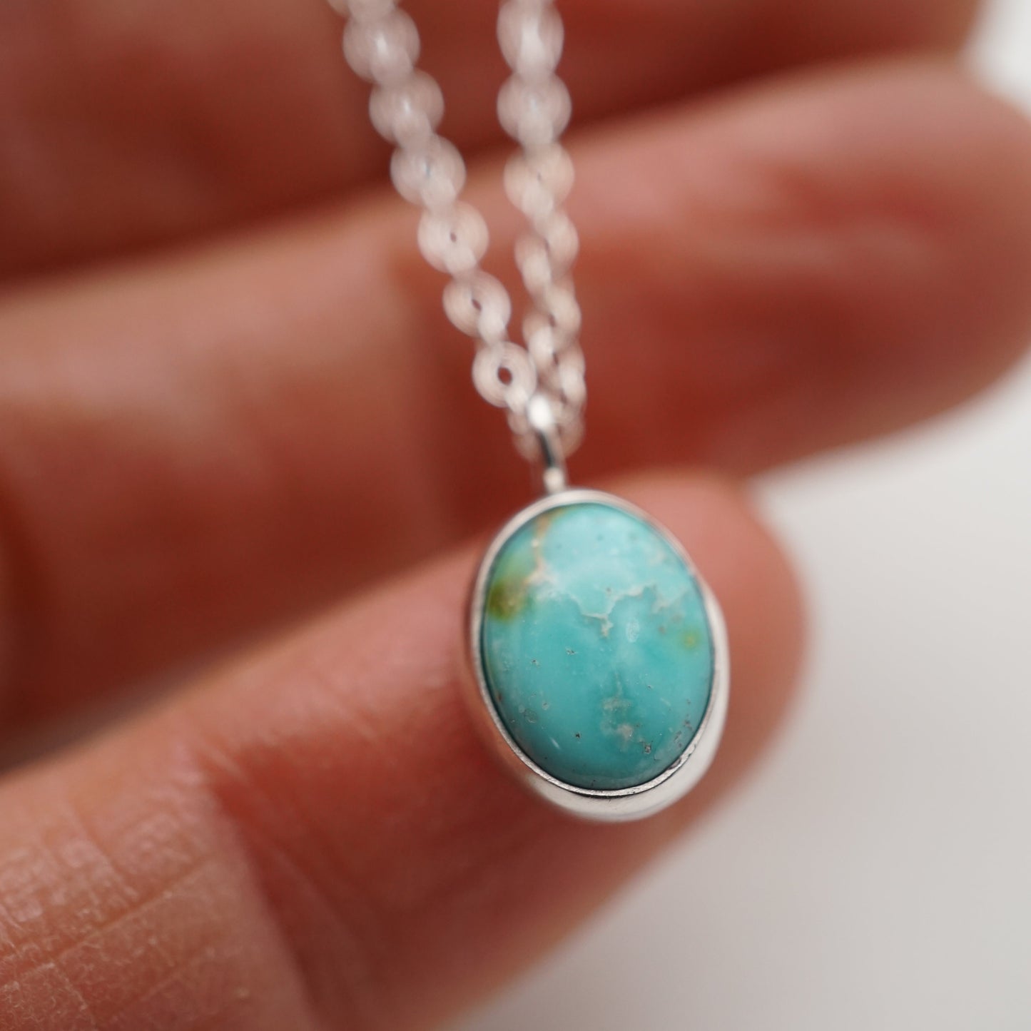 dainty sonoran gold turquoise necklace in silver - Lumenrose
