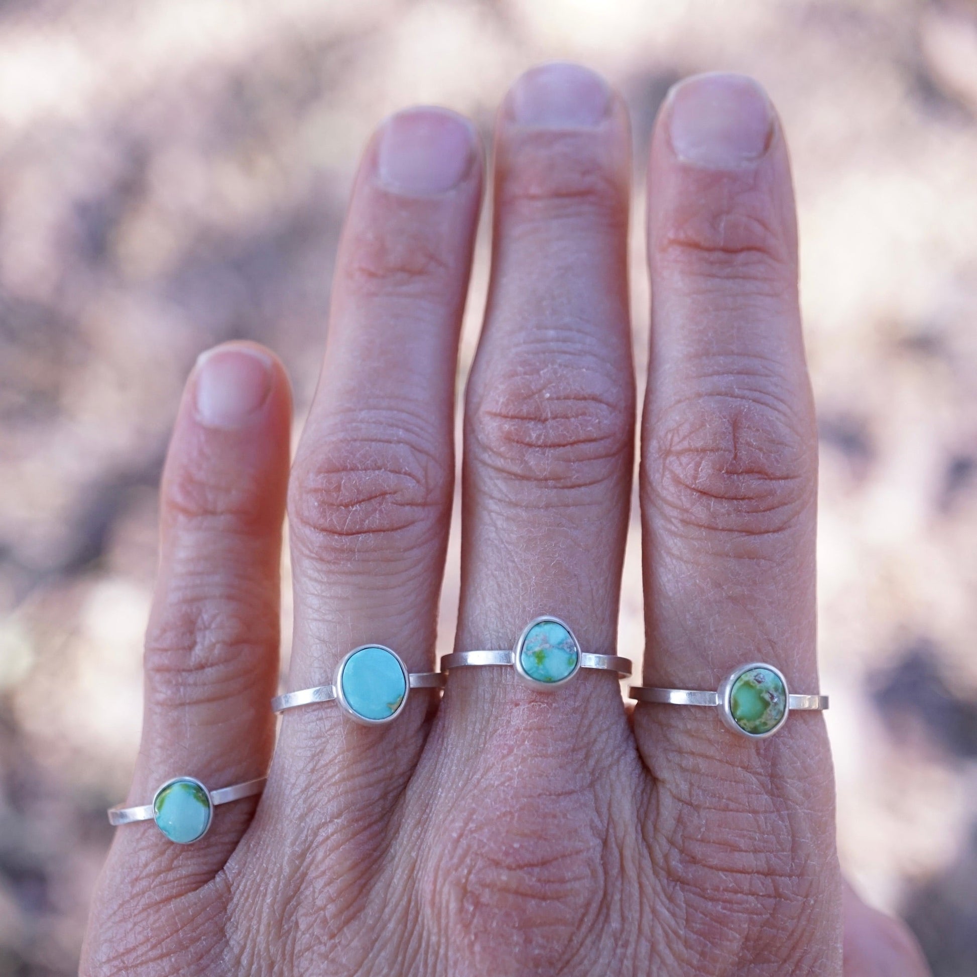 dainty stacking turquoise rings - Lumenrose