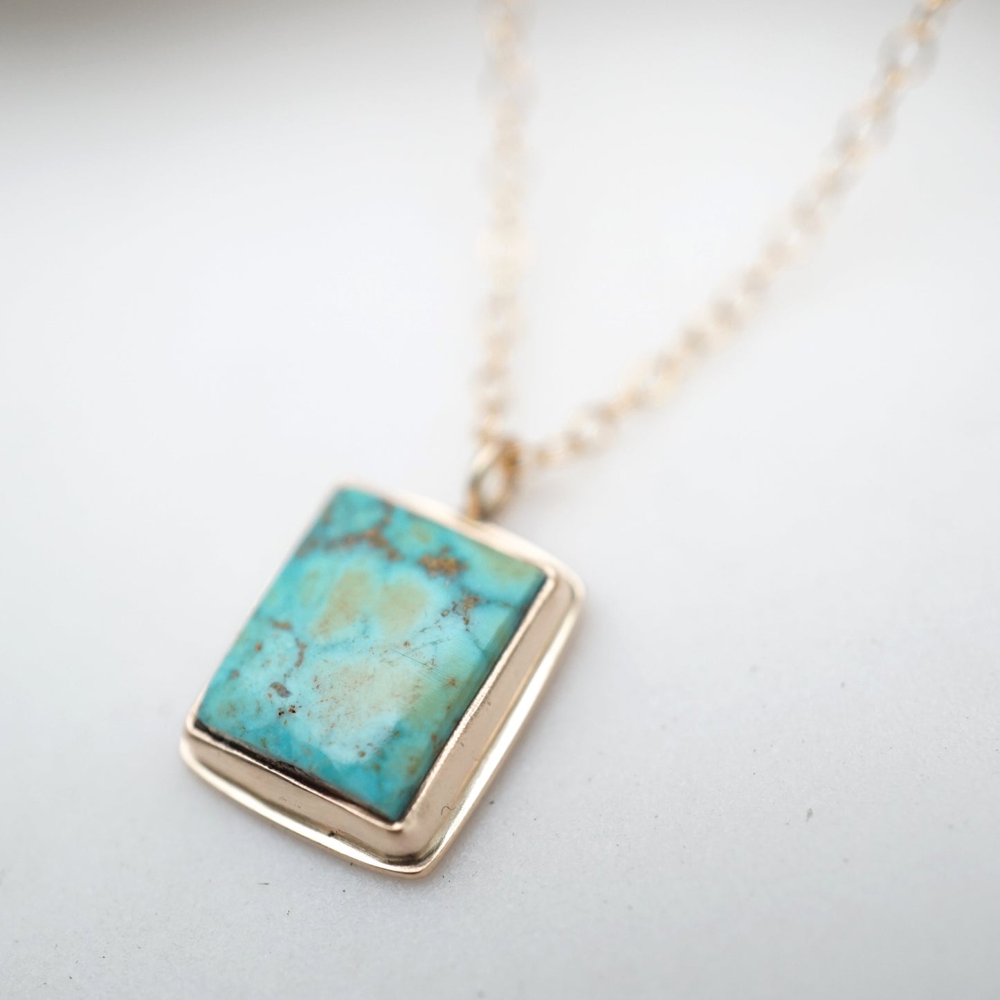 dainty turquoise mountain turquoise + 14k goldfill necklace - 18" chain - Lumenrose