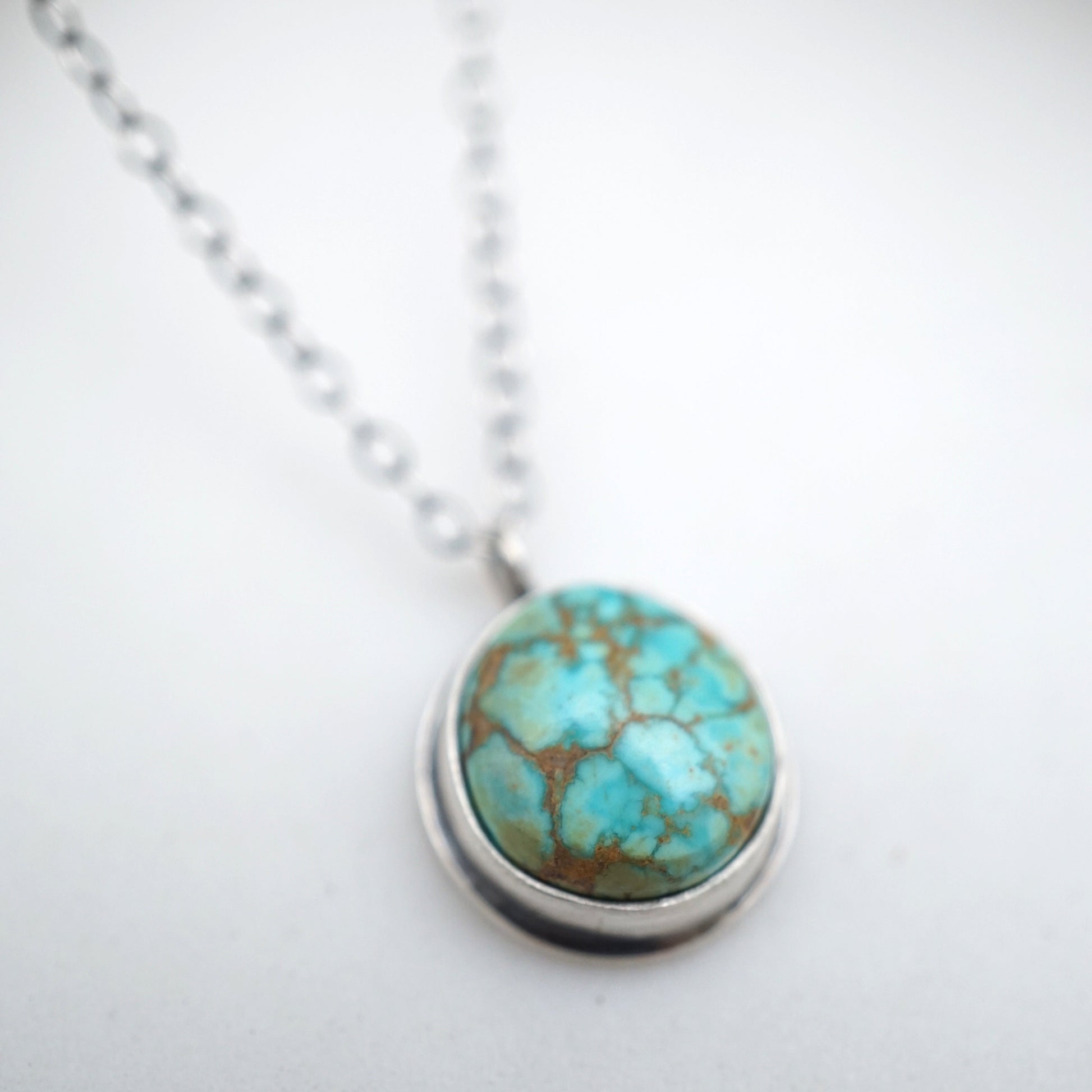 dainty turquoise mountain turquoise + silver necklace - 17" chain - Lumenrose
