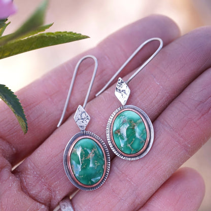 dream dangles - emerald valley turquoise + copper bezel - Lumenrose