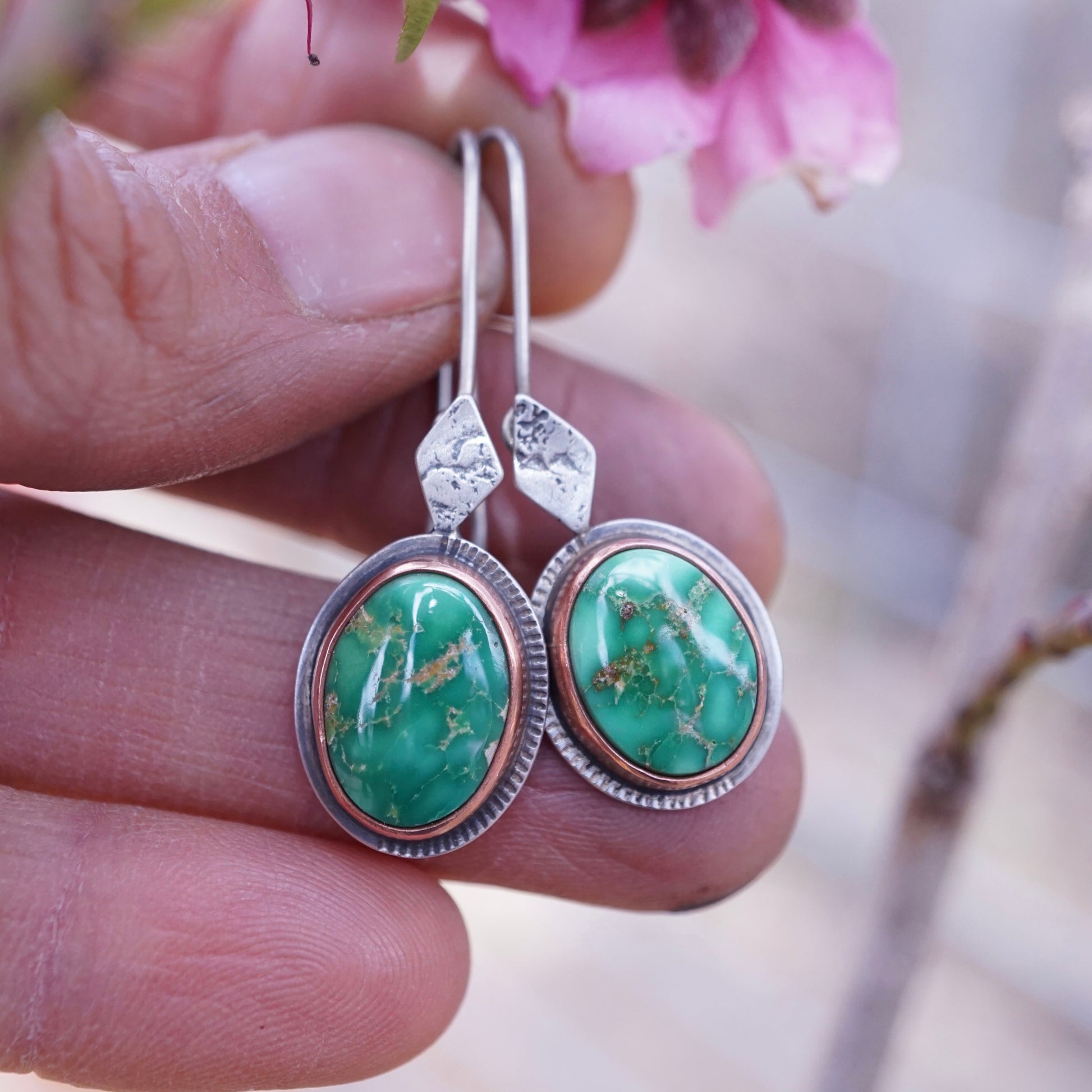 dream dangles - emerald valley turquoise + copper bezel - Lumenrose