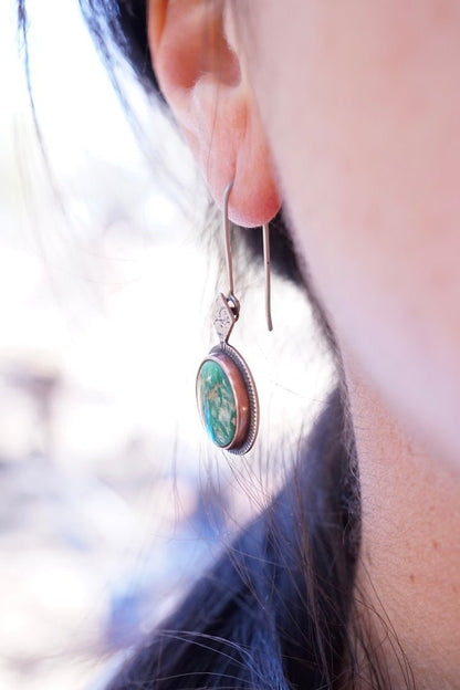 dream dangles - emerald valley turquoise + copper bezel - Lumenrose