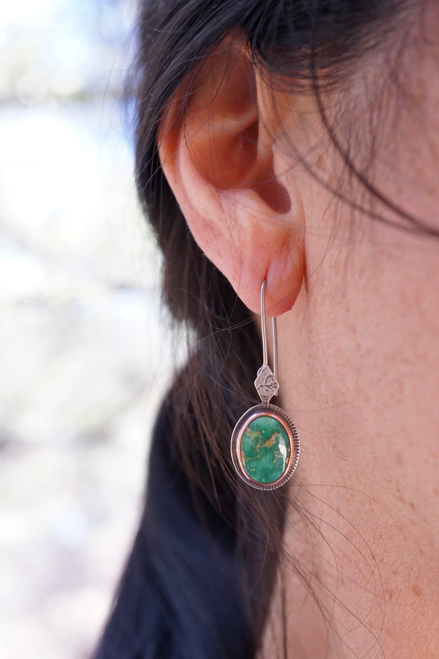 dream dangles - emerald valley turquoise + copper bezel - Lumenrose