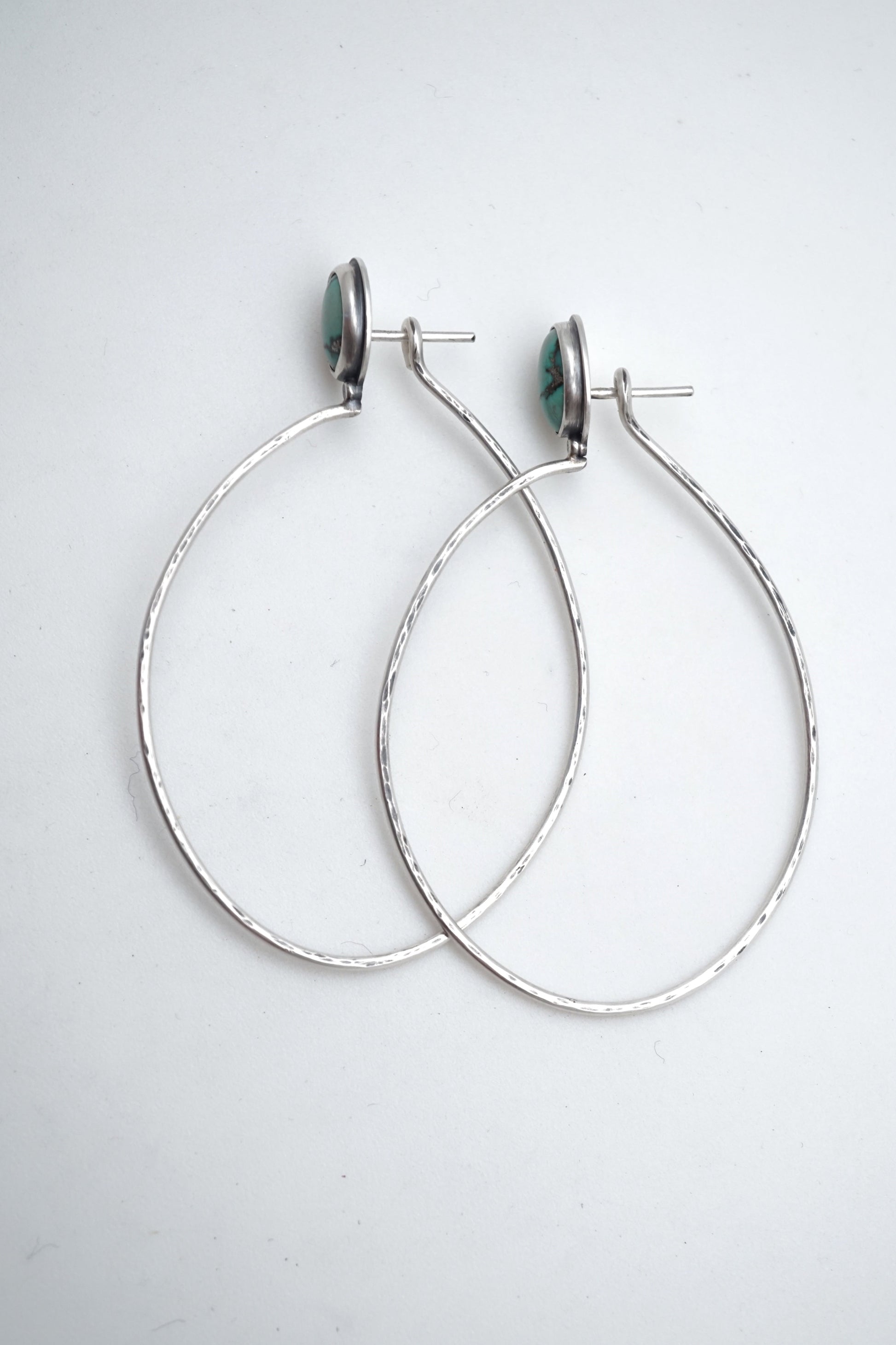 EARRINGS FOR A CAUSE hubei turquoise + silver hoops - Lumenrose