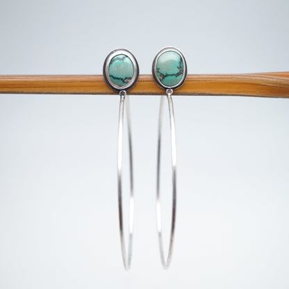 EARRINGS FOR A CAUSE hubei turquoise + silver hoops - Lumenrose