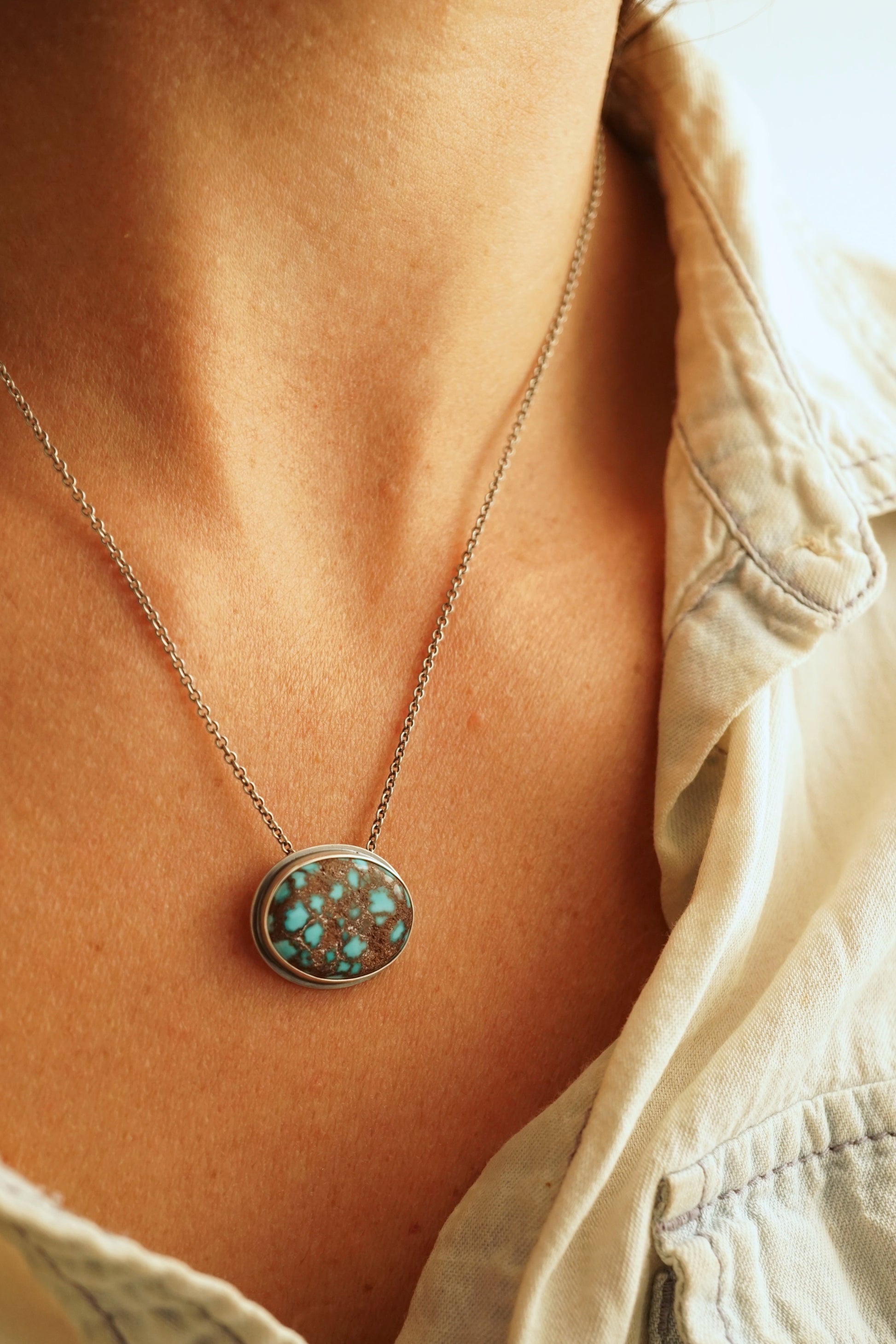 egyptian turquoise necklace - regular oval - Lumenrose